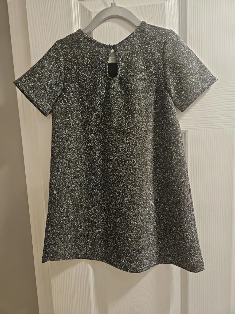 NWT H&M Girls Metallic Silver Black Bow Party Dress 3/4T